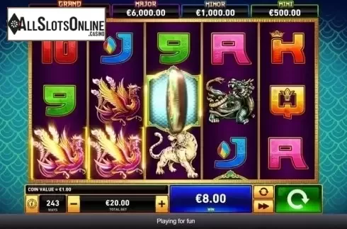 Win Screen. Tiger Turtle Dragon Phoenix from Rarestone Gaming