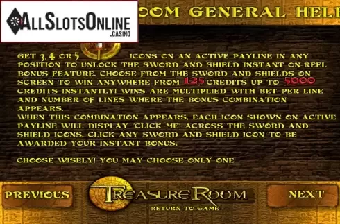 Paytable 4. Treasure Room from Betsoft