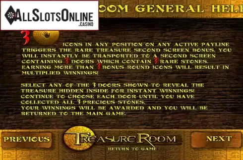 Paytable 3. Treasure Room from Betsoft