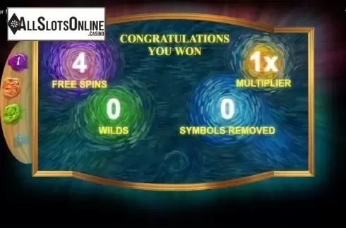 Free spins intro screen. Van Gogh from Sthlm Gaming