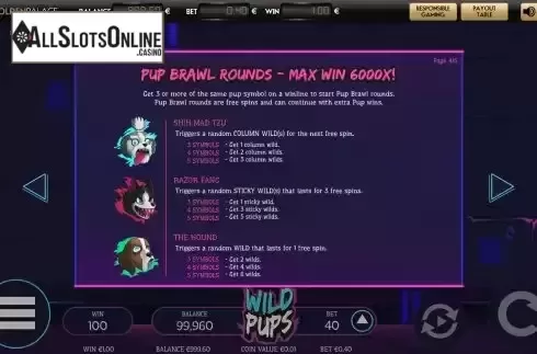 Bonus game screen