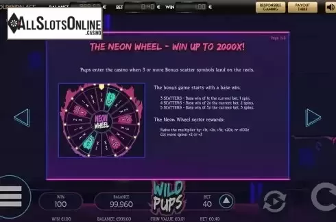 Bonus wheel screen