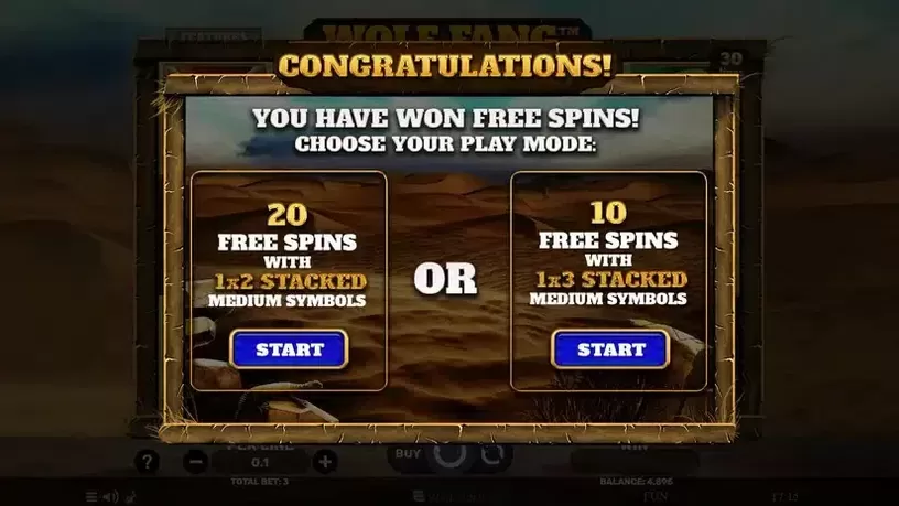 Wolf Fang – Golden Sands slot screenshot 2