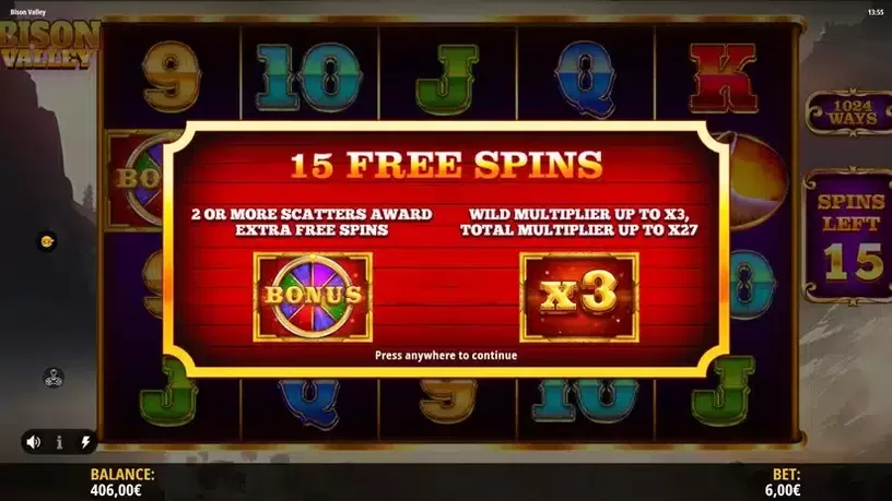 Bison Valley slot screenshot 4