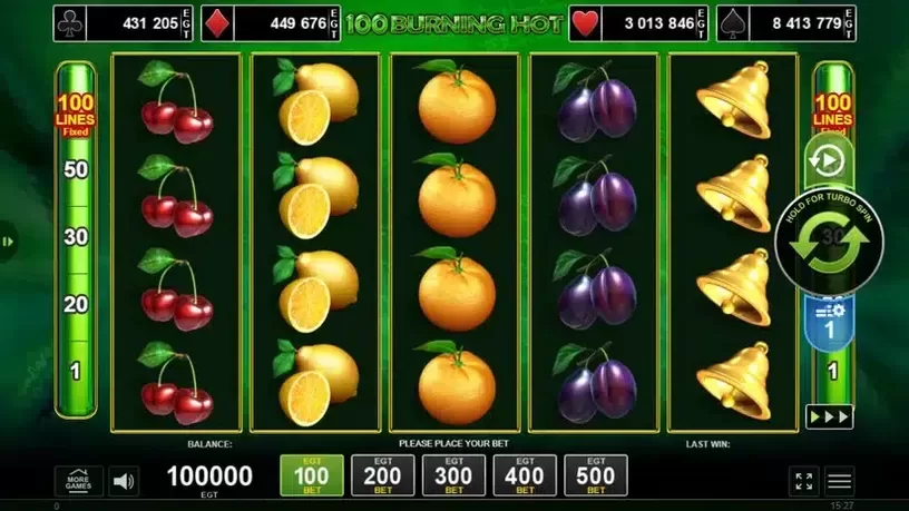 100 Burning Hot slot screenshot 1