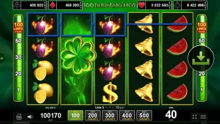 100 Burning Hot slot screenshot 4
