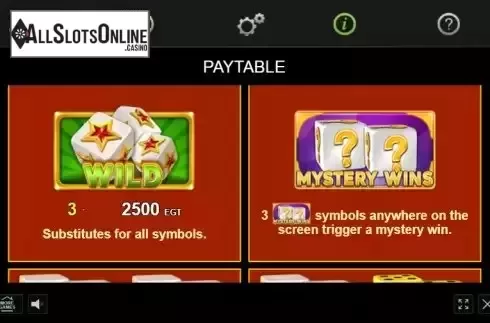Paytable screen