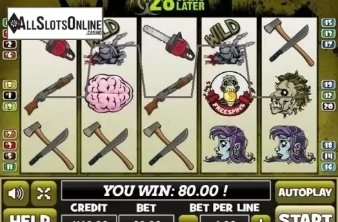 Win Screen. 28 Spins Later from PlayPearls