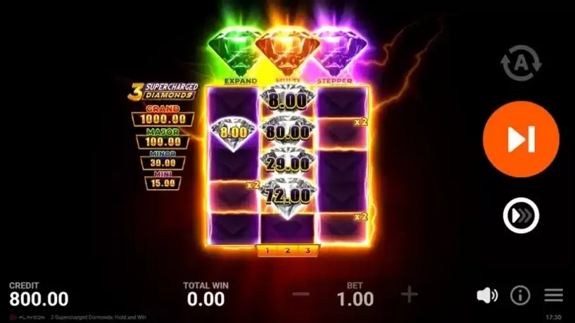 3 Supercharged Diamonds: Hold and Win slot screenshot 