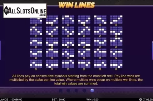 Paytable screen 3. 60 Ultra Classic Hot from 7mojos