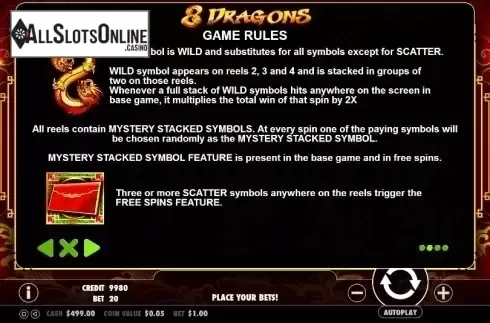 Paytable 2. 8 Dragons from Pragmatic Play