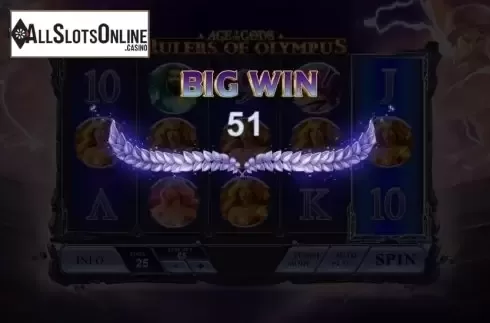 Big Win. Age of the Gods: Rulers of Olympus from Playtech Origins