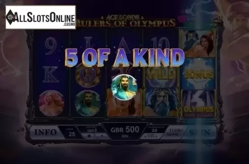 Win Screen. Age of the Gods: Rulers of Olympus from Playtech Origins