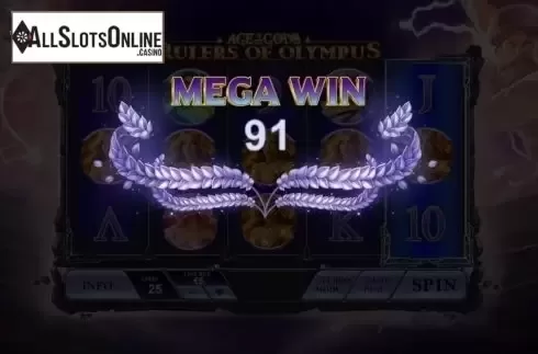 Mega Win. Age of the Gods: Rulers of Olympus from Playtech Origins