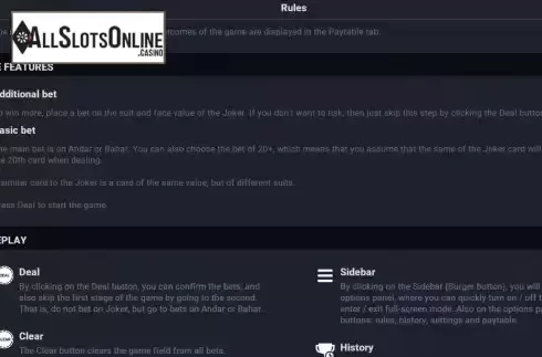 Features screen