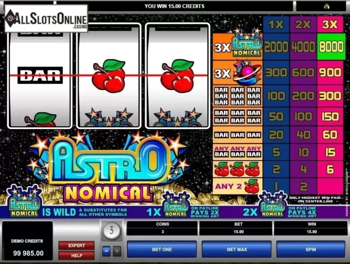 Win Screen. Astronomical from Microgaming