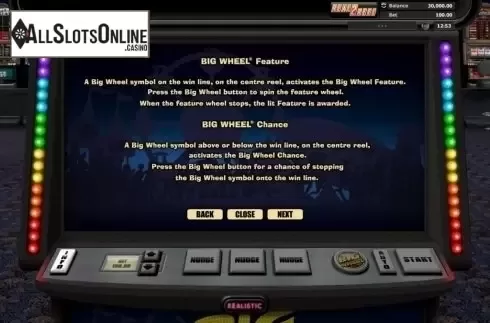 Paytable 2. Big Wheel from Realistic