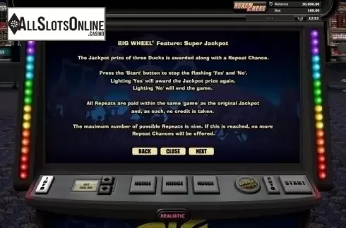 Paytable 3. Big Wheel from Realistic