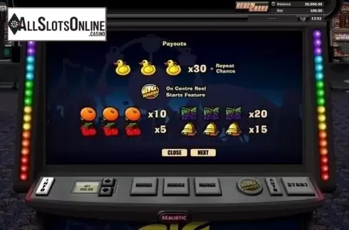Paytable 1. Big Wheel from Realistic