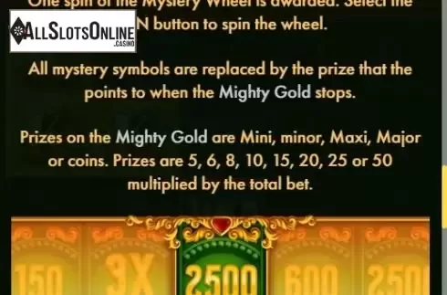 Mystery wheel feature screen