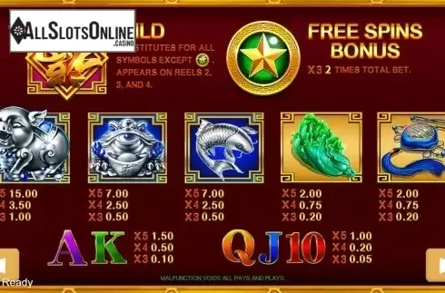 Paytable . Challenge Golden Pig from PlayStar
