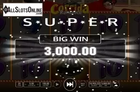 Win Screen. Corrida Romance from Wazdan