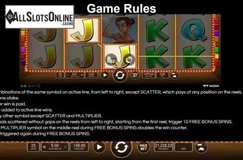 Game Rules. Corrida Romance from Wazdan