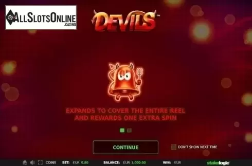 Start Screen. Devils from StakeLogic