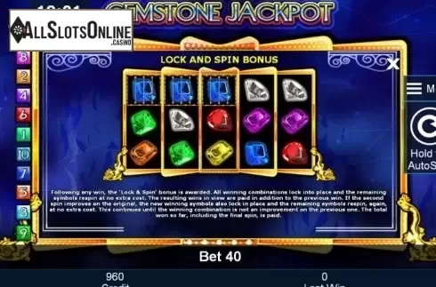 Paytable 3. Gemstone Jackpot from Greentube