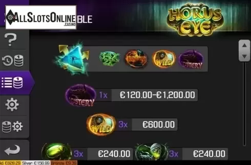 Paytable screen 1. Horus Eye (Apollo Games) from Apollo Games