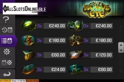 Paytable screen 2. Horus Eye (Apollo Games) from Apollo Games