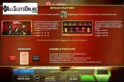 Features. Jazz Bar from Xplosive Slots Group