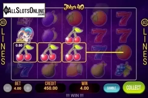 Win Screen. Joker 40 from SYNOT