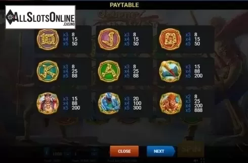 Paytable 1. Journey To The West (Evoplay) from Evoplay Entertainment