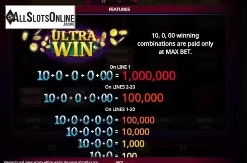 Paytable 3. Million Coins Respins from iSoftBet