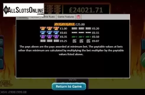 Paytable 1