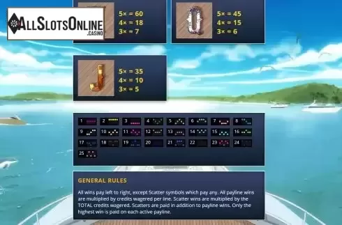 Paylines screen