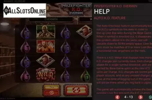 Auto K.O. feature screen