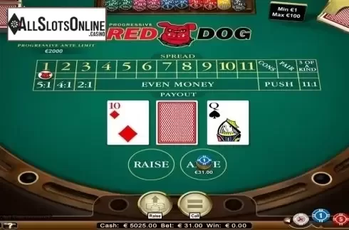 Game Screen. Red Dog (NetEnt) from NetEnt
