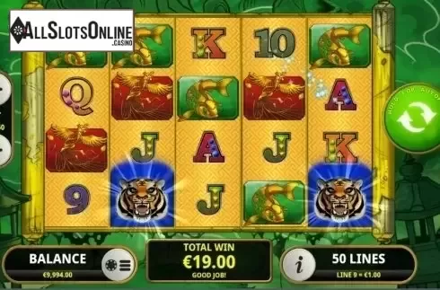 Win Screen. Ride the Tiger from Playtech