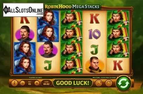 Reels screen. Robin Hood Mega Stacks from Skywind Group