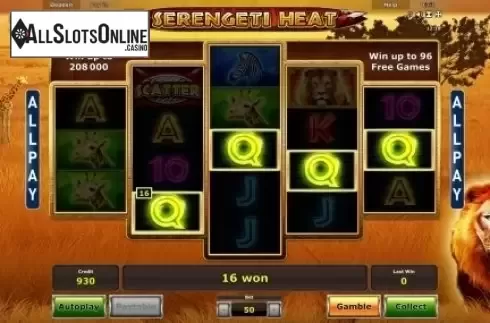 Win Screen 2. Serengeti Heat from Novomatic
