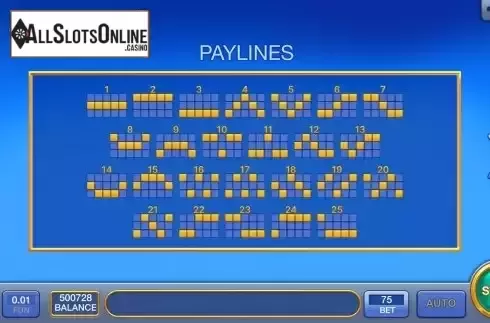 Paylines screen