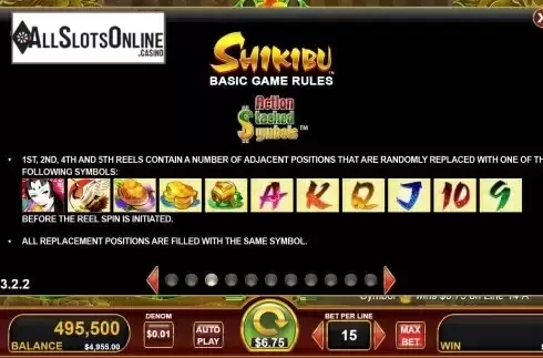 Action stacked symbols screen