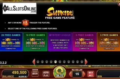 Free Spins mode choosing screen