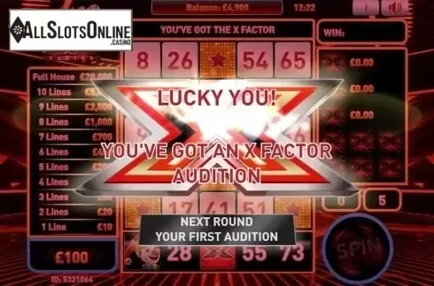 Game workflow 2. Slingo X Factor from Slingo Originals