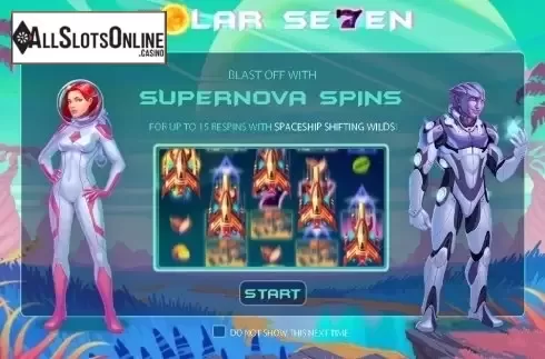 Intro Game screen. Solar Se7en from Playtech