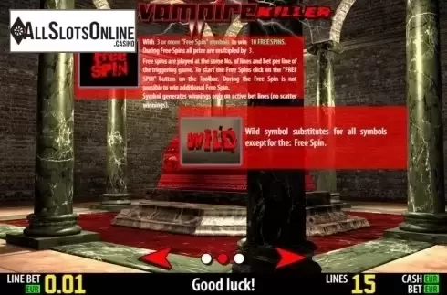 Paytable 2. Vampire Killer HD from World Match
