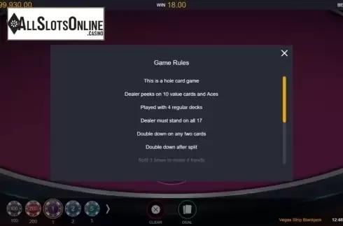 Game Screen 1. Vegas Strip Blackjack (Switch Studios) from Switch Studios