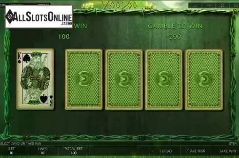 Gamble game screen. Voodoo Dice from Endorphina